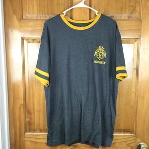 Harry Potter Hogwarts Ringer T-Shirt Womens XL Gray Yellow Cosplay Jersey